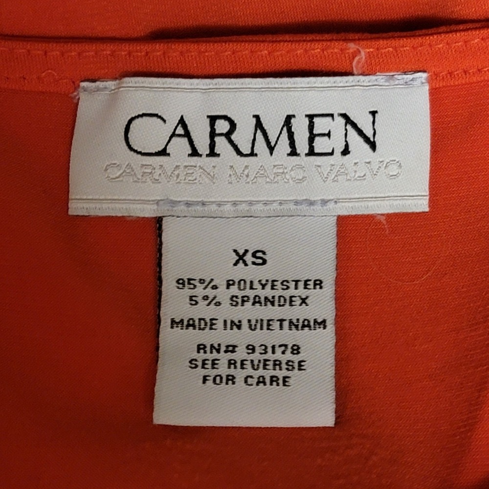 Carmen Marc Valvo Orange Zipper Blouse Womens XS Sleeveless Career Office Date - Picture 6 of 6